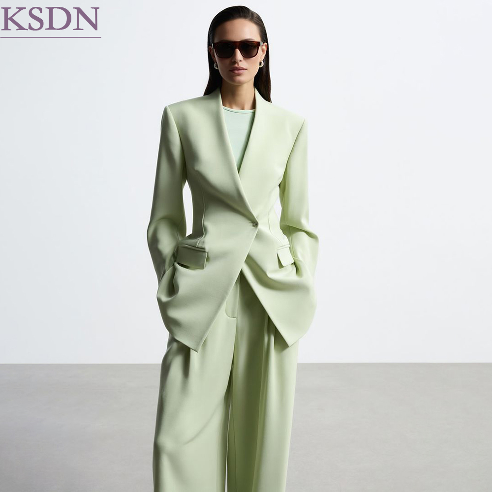 Blazer Set Women Formal - Современные женские костюмы: пиджак без воротника