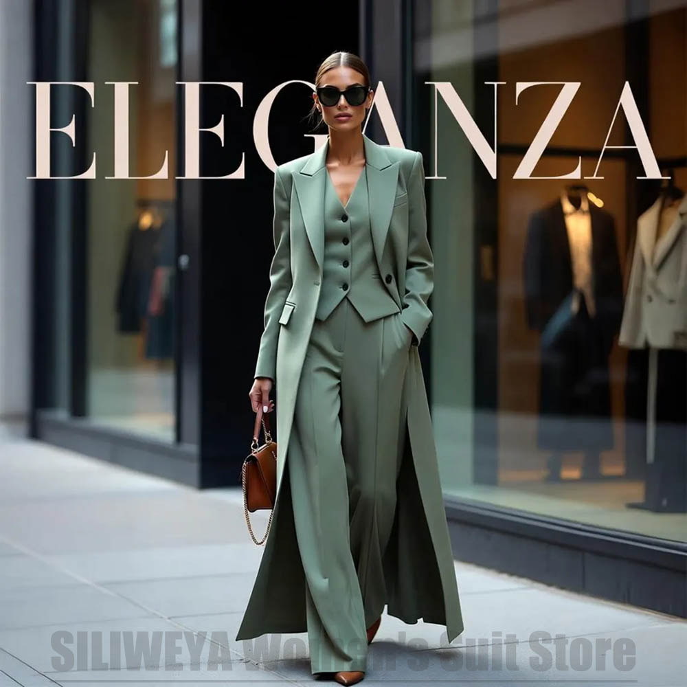 Women Formal Wear Blazers - Элегантный женский костюм-тройка: пиджак с острыми