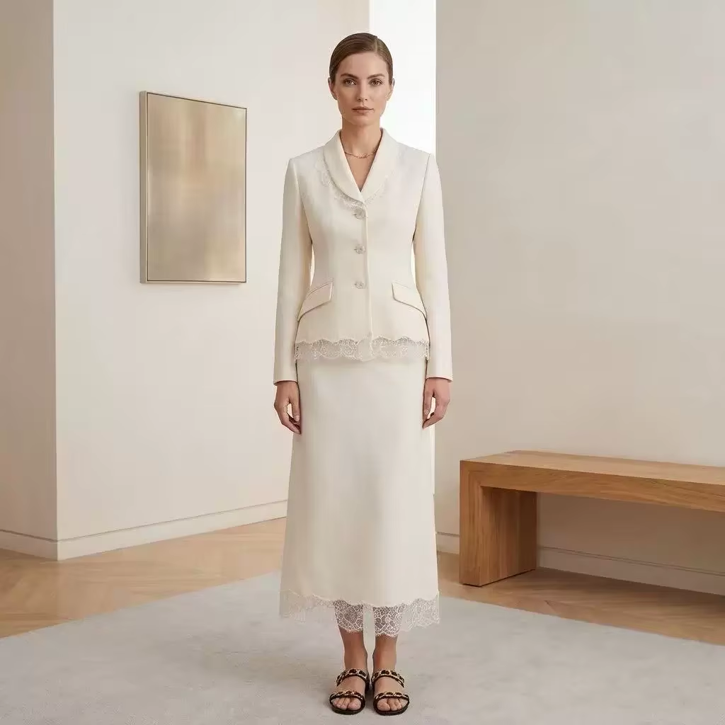 Blazer Set Women Formal - Роскошный костюм из смеси шерсти и