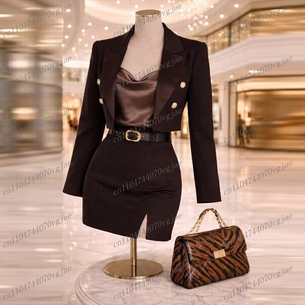 Темно-коричневый формальный но – обзор и цена Blazer Set Women Formal