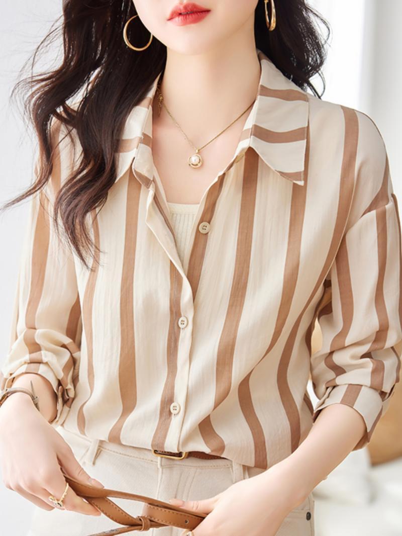 Абрикосовая полосатая рубашка  – обзор и цена High End Women'S Formal Wear