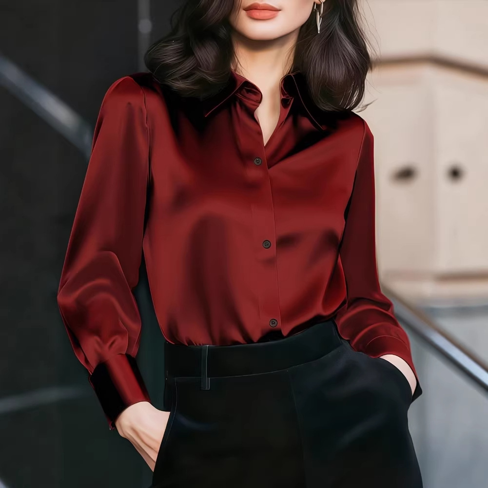 Женская блузка из сатина с лац – обзор и цена Women Formal Office Wear Tops