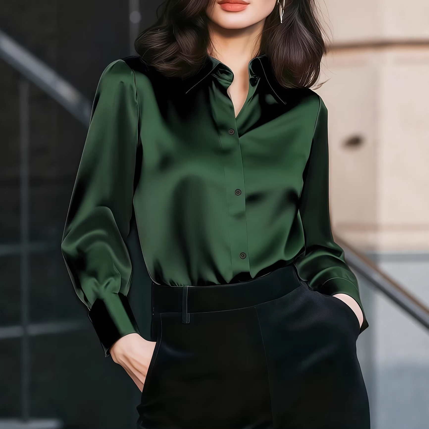 Женская блузка из сатина с лац – обзор и цена Women Formal Office Wear Tops